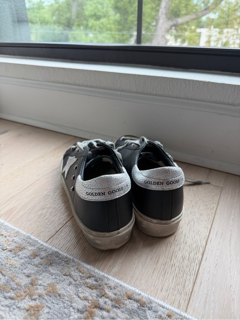 Golden Goose Black Leather Hi Star Sneakers with Silver Star - Picture 4 of 5